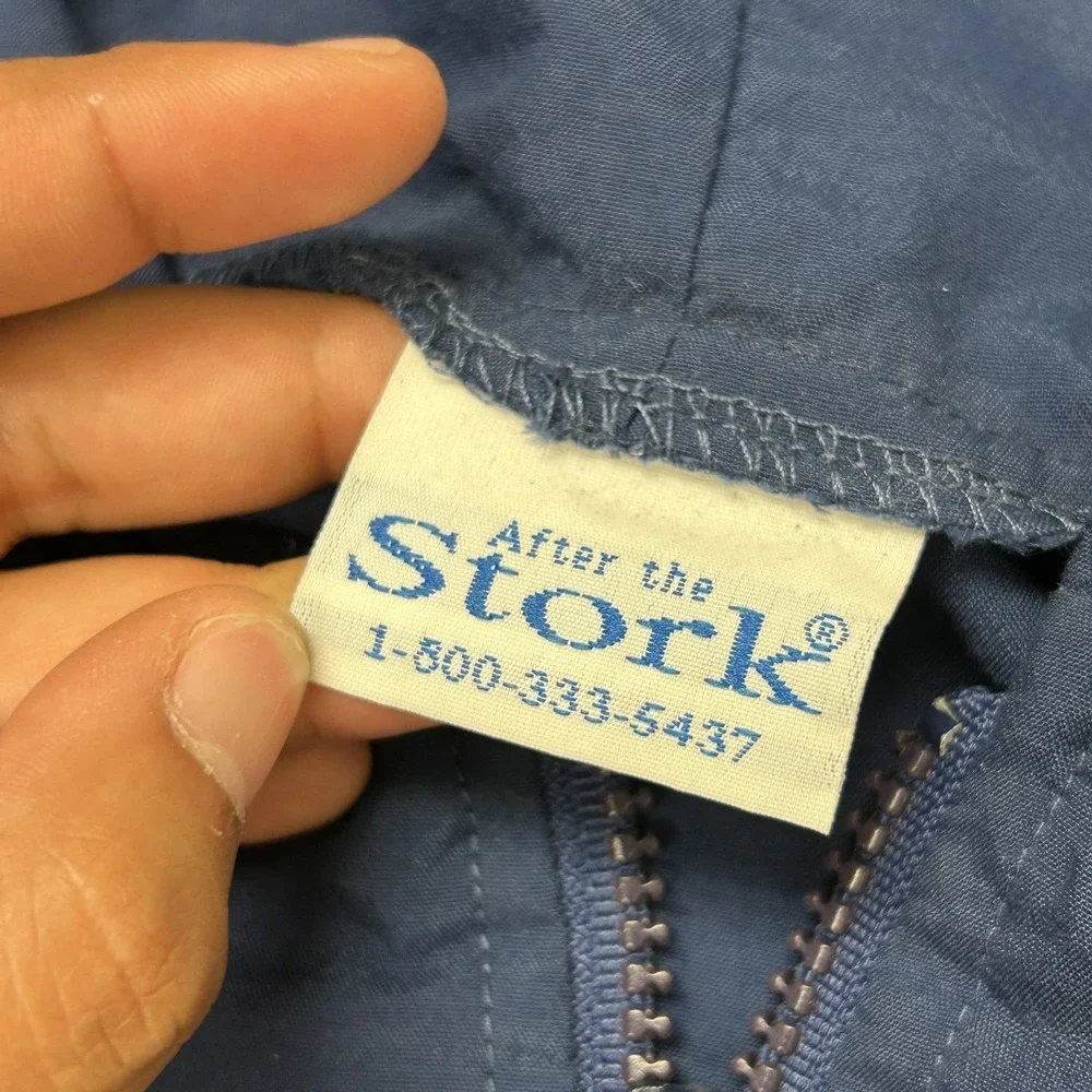 After The Stork Jacket Mens XL 34-36 Blue Yellow Colorblock Hooded Windbreaker - Picture 3 of 8